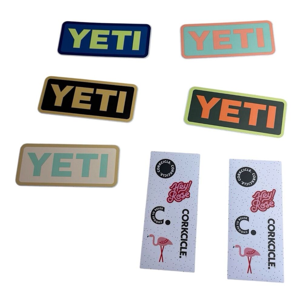 Authentic YETI Decal Stickers Brand New 6 and 2 Corkcicle sticker sheets